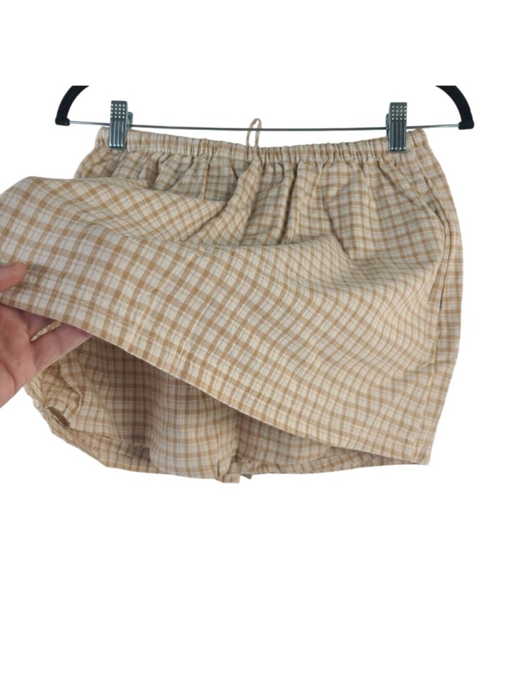 NEW Rhythm London Check Skort Beige Natural Plaid Women's Size 4 - Picture 6 of 6